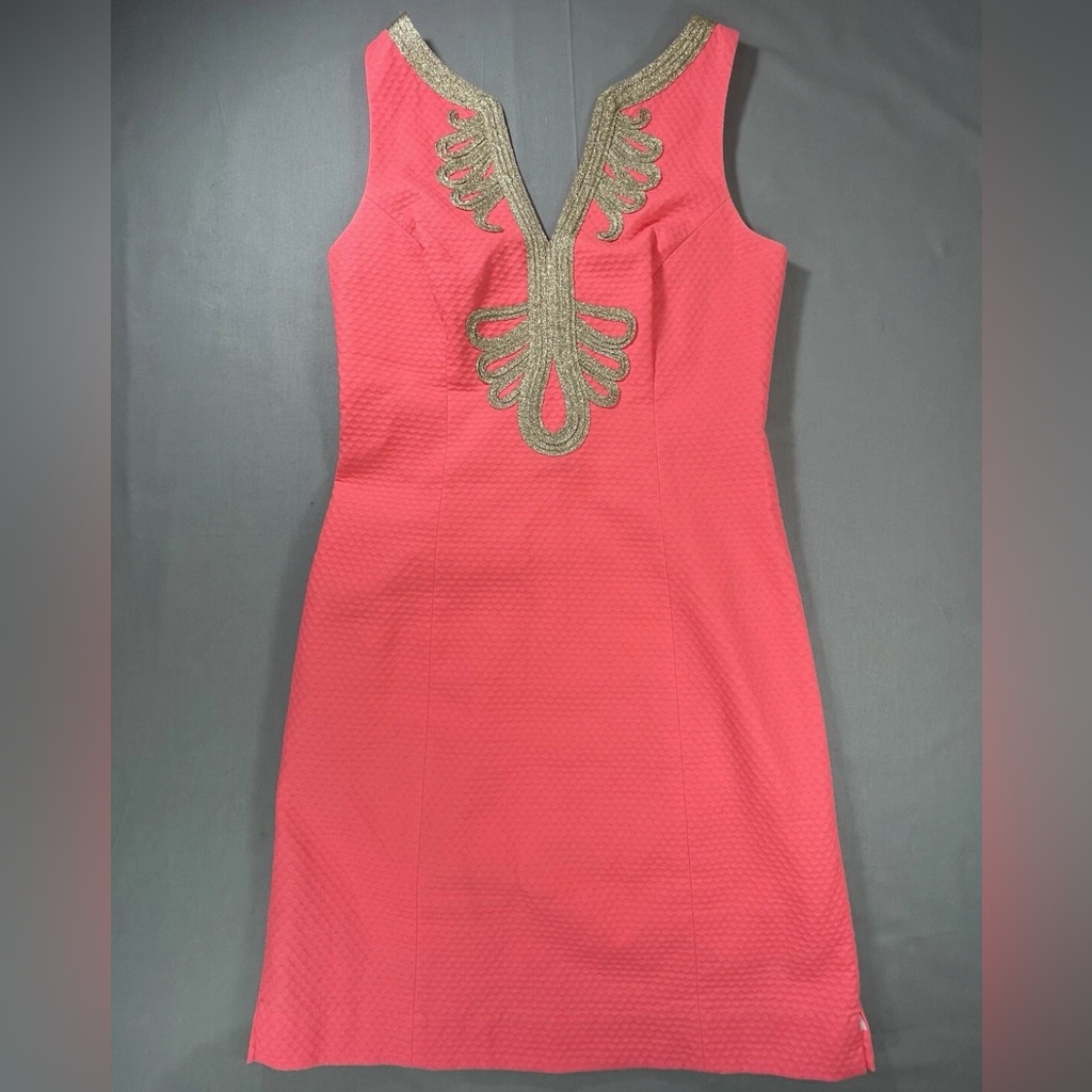 Lilly Pulitzer Janice Shift Sleeveless Vneck Dress Womenâs 4 Pucker Pink Nwt
